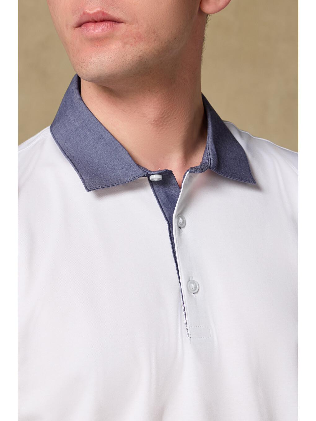 Bivo Merserize Pamuklu Modern Fit Beyaz Polo Yaka Erkek Düz Polo Shirt-2