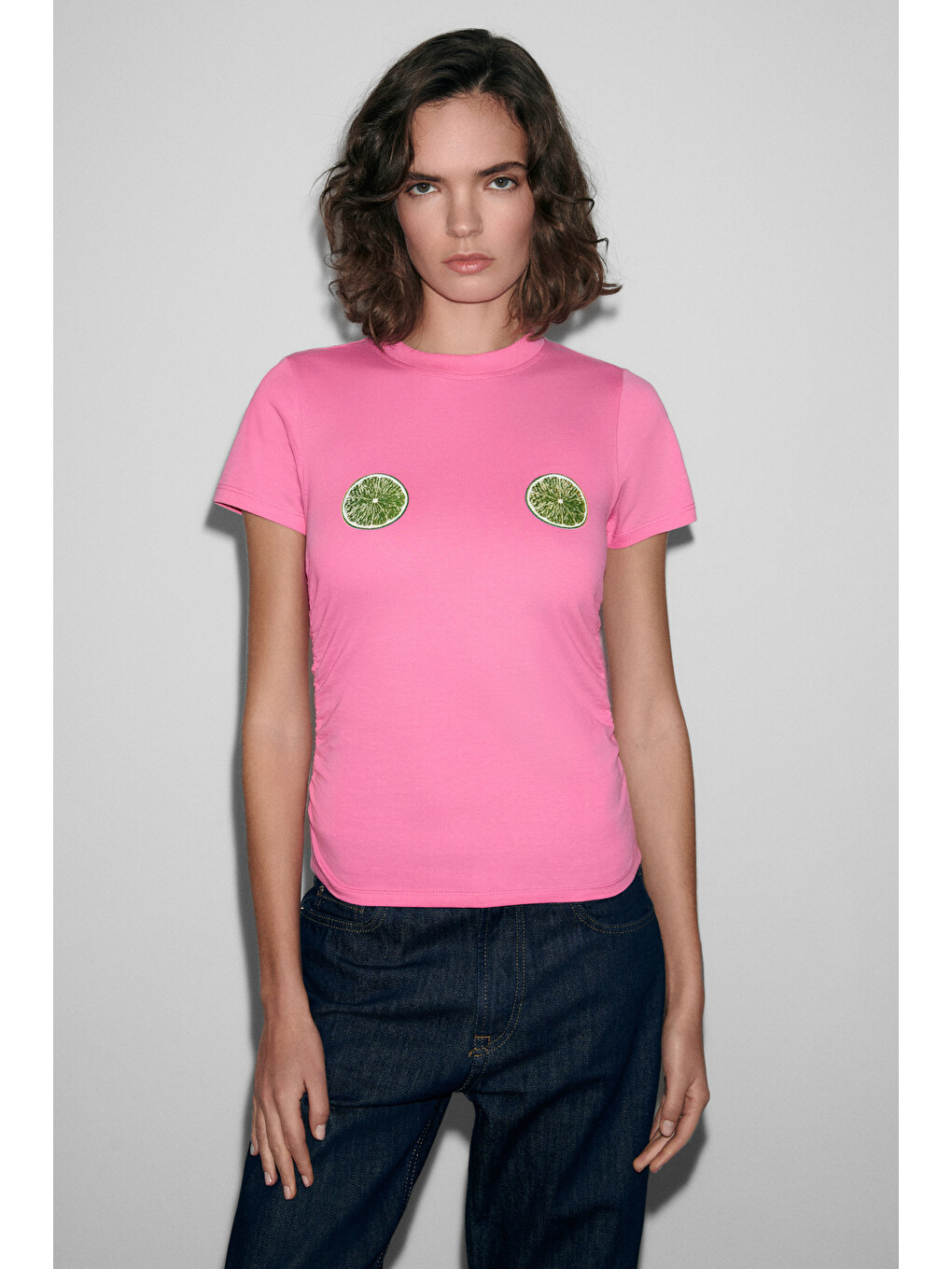 Vunıka Kadın Yumuşak Kumaşlı Baskı Detaylı Slim Fit Pembe T-shirt-3
