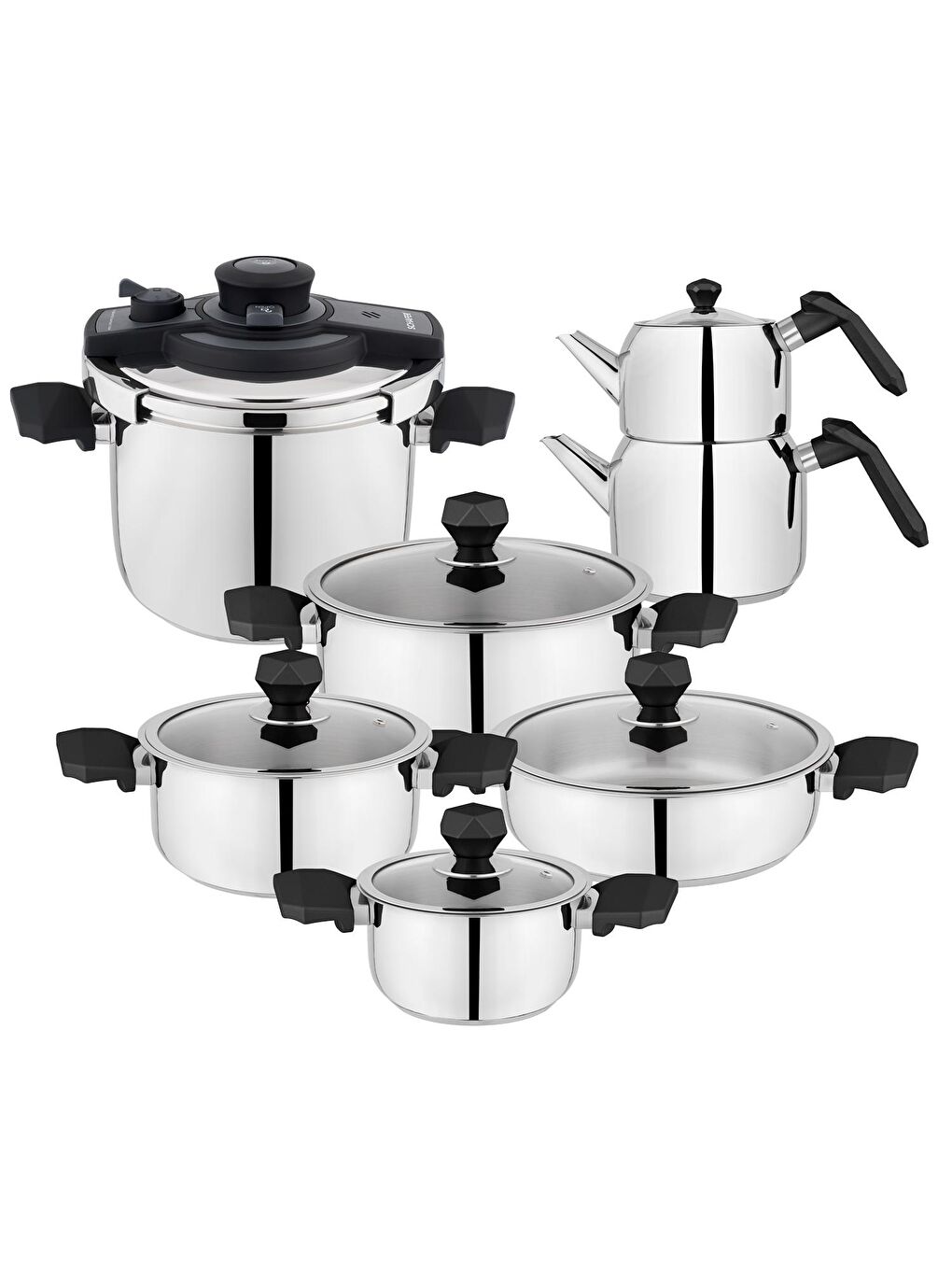 New Honor Çelik Çeyiz Seti-13 Parça-Siyah-7