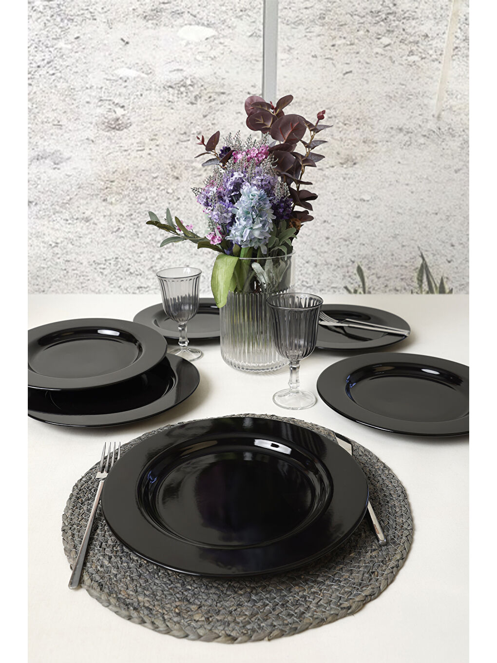 Siyah Assos Servis Tabağı 28 Cm 6 Adet-1