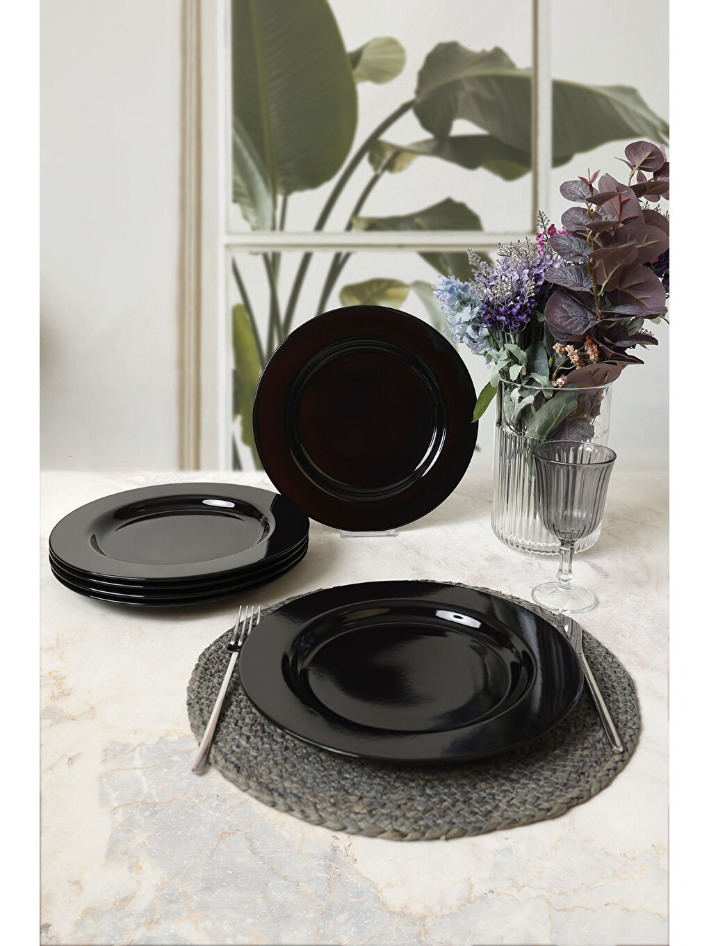 Siyah Assos Servis Tabağı 28 Cm 6 Adet-2