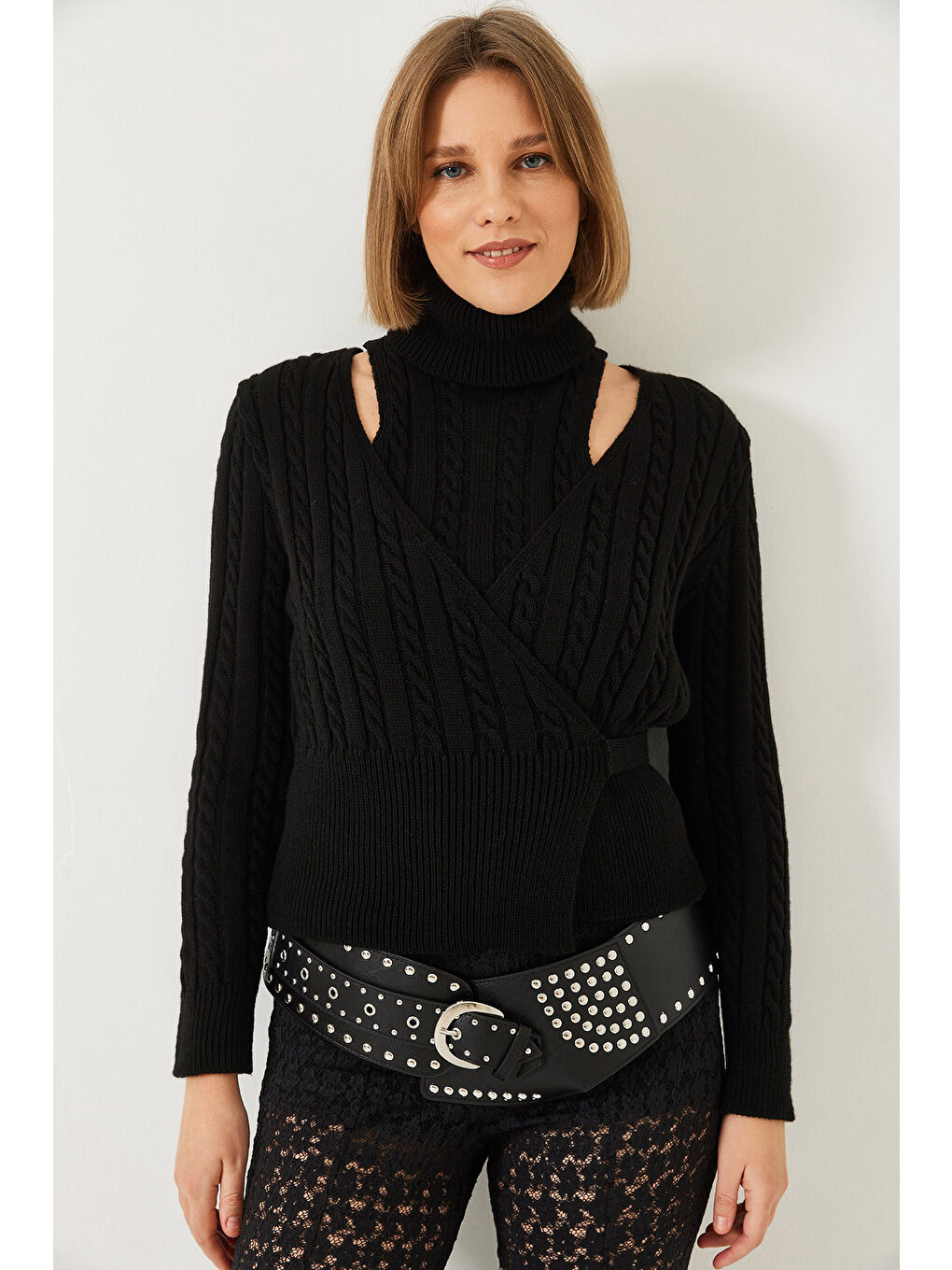 Siyah Kadın Triko İkili Takım-1