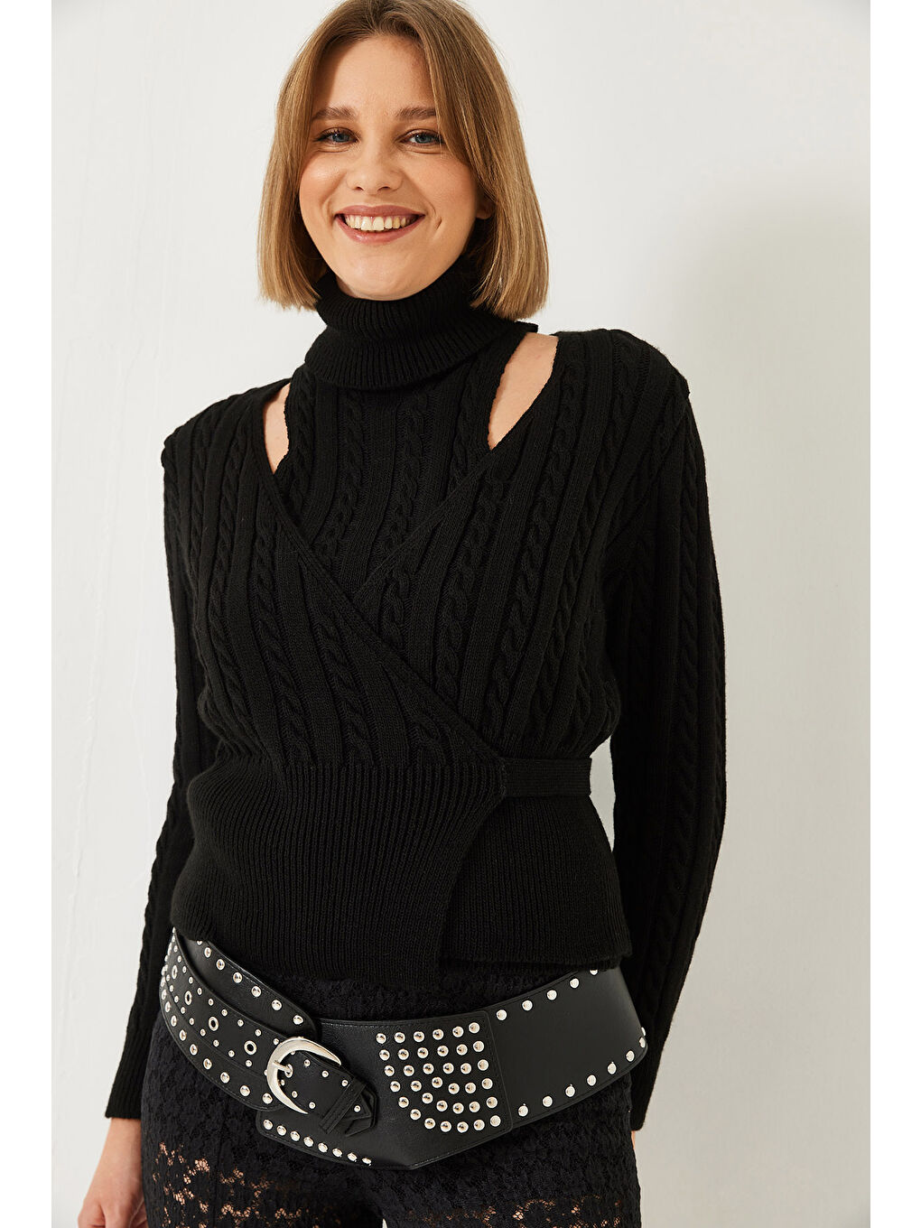 Siyah Kadın Triko İkili Takım-3