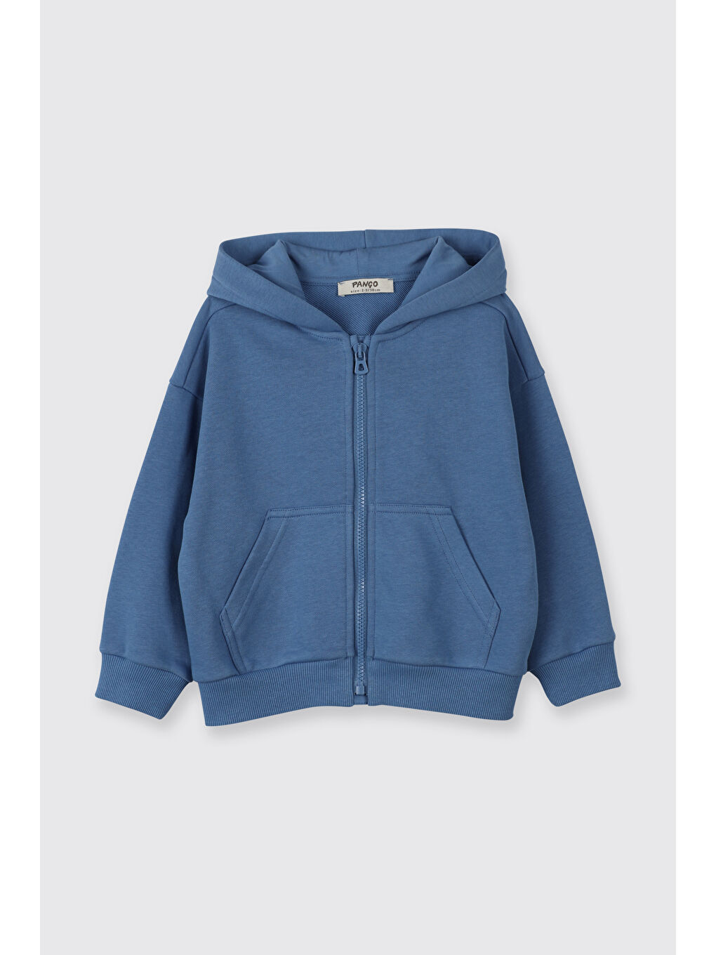 Erkek Bebek Arka Bedeni Yazı Detaylı Fermuarlı Mavi Sweatshirt