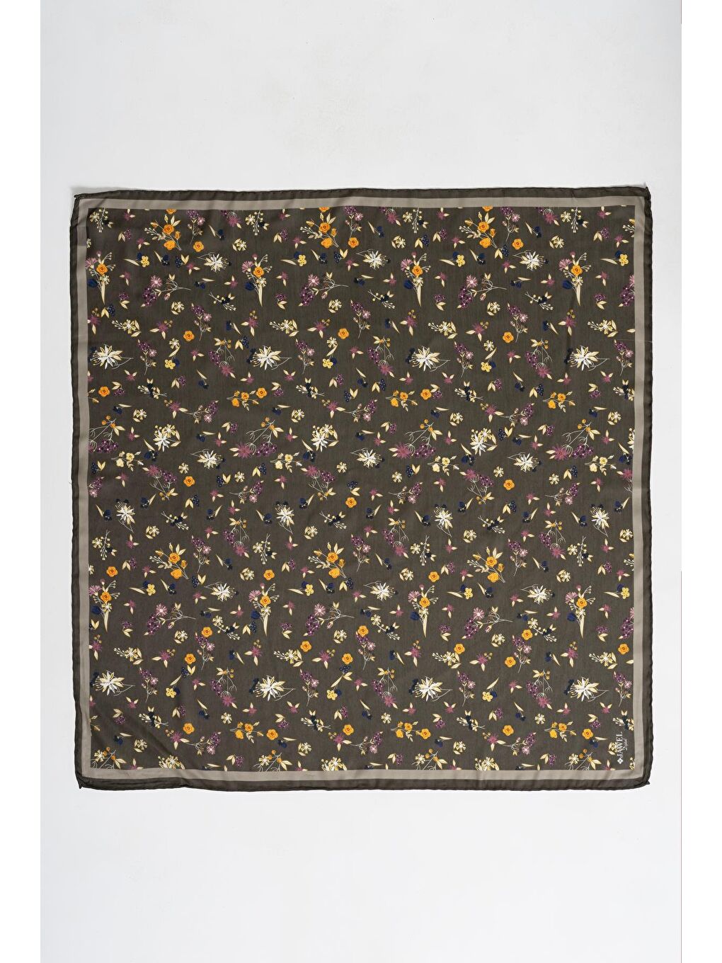 Haki Kadın Digital Baskılı Çiçek Desen Soft Eşarp