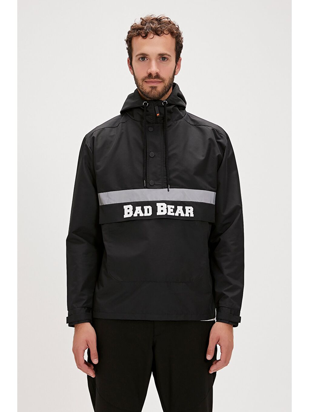 Bad Bear Siyah Reflect Windbreaker Siyah Kanguru Cep Erkek Rüzgarlık