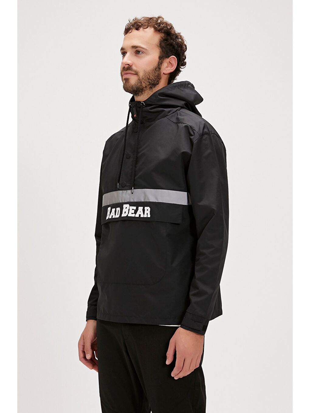 Bad Bear Siyah Reflect Windbreaker Siyah Kanguru Cep Erkek Rüzgarlık - 1