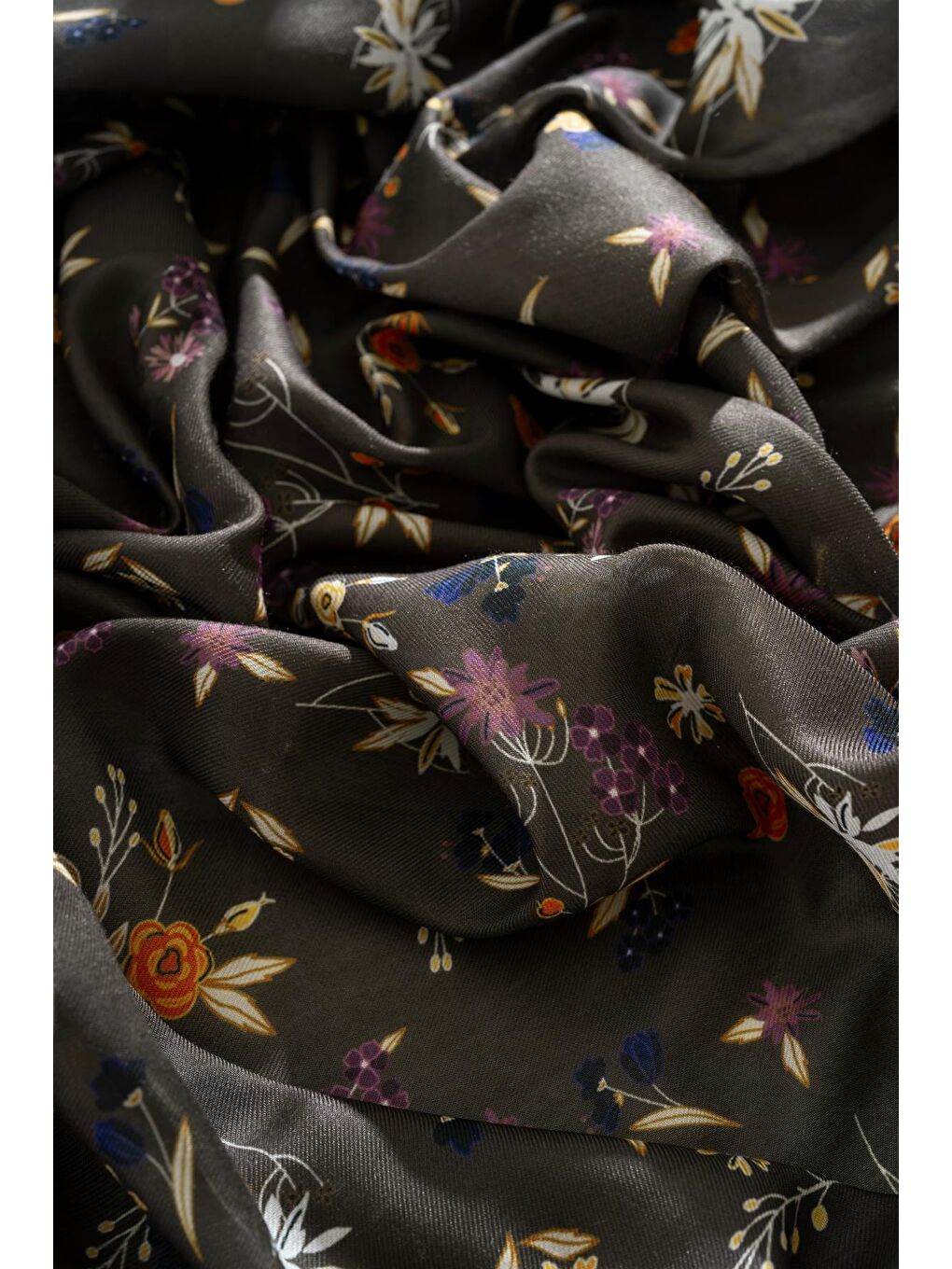 Haki Kadın Digital Baskılı Çiçek Desen Soft Eşarp-2