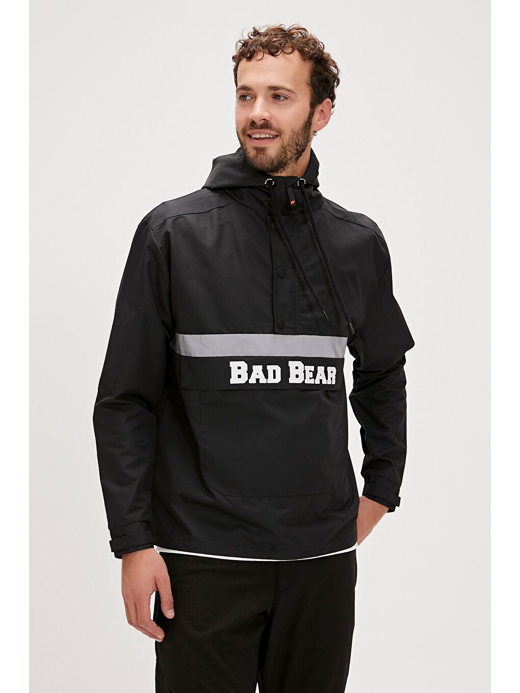 Bad Bear Siyah Reflect Windbreaker Siyah Kanguru Cep Erkek Rüzgarlık - 2