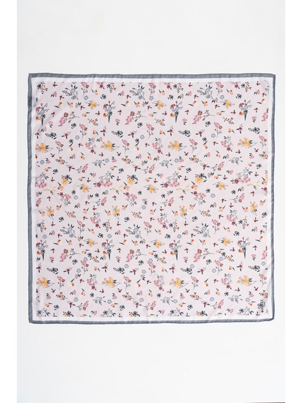 Gri Kadın Digital Baskılı Çiçek Desen Soft Eşarp