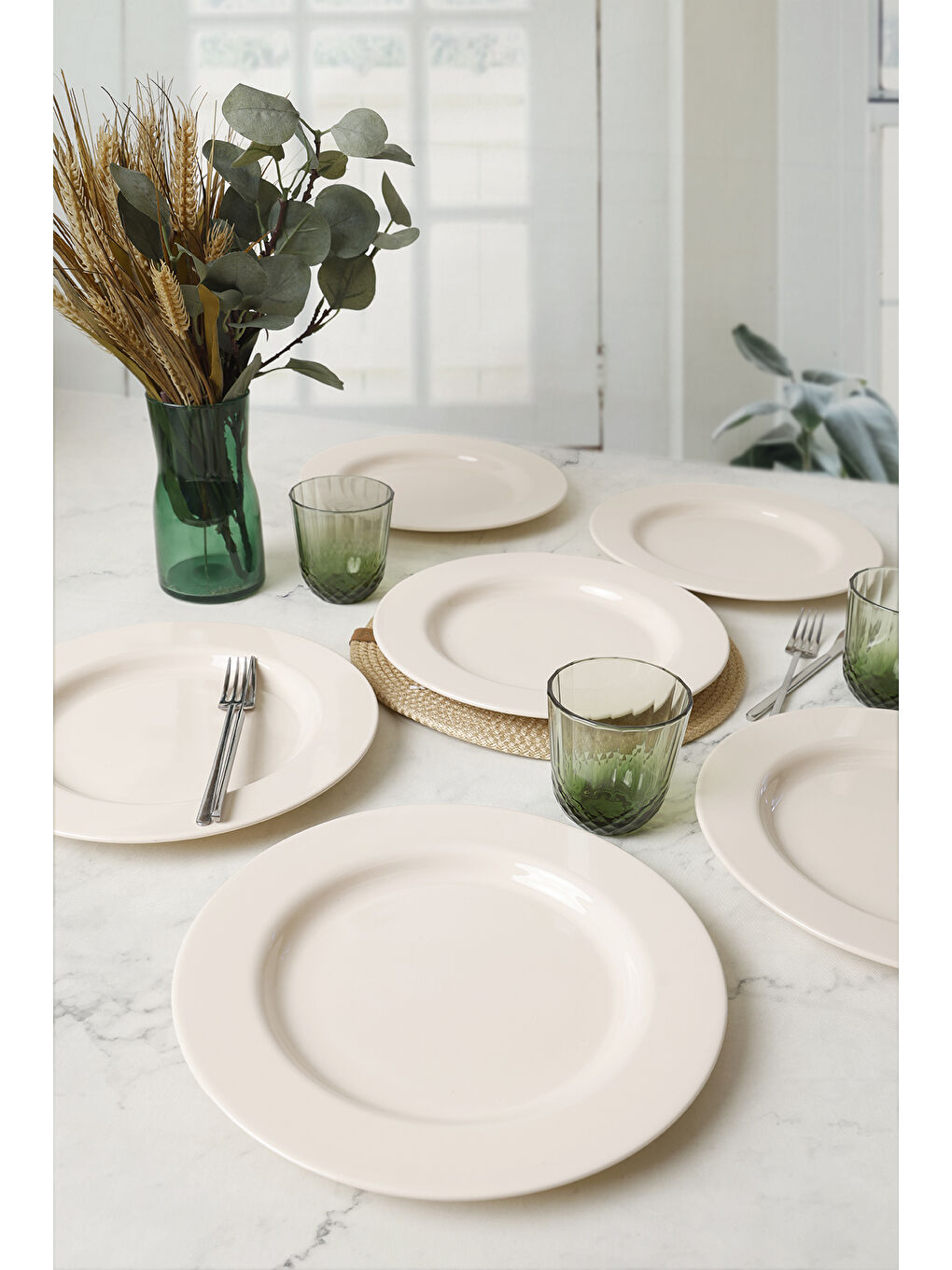 Ekru Krem Assos Servis Tabağı 28 Cm 6 Adet-1