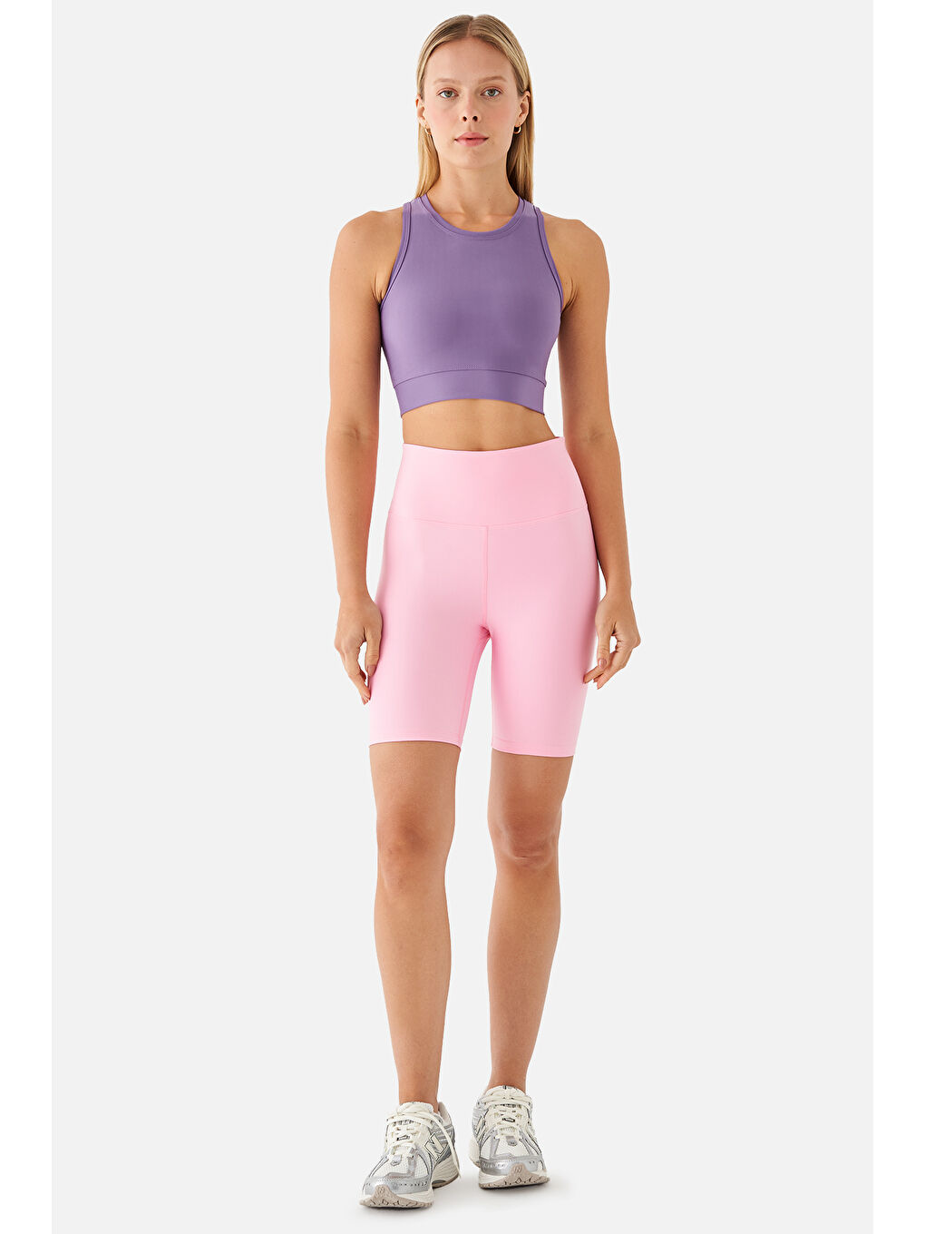 Superstacy Violet Biker Pembe Spor Tayt