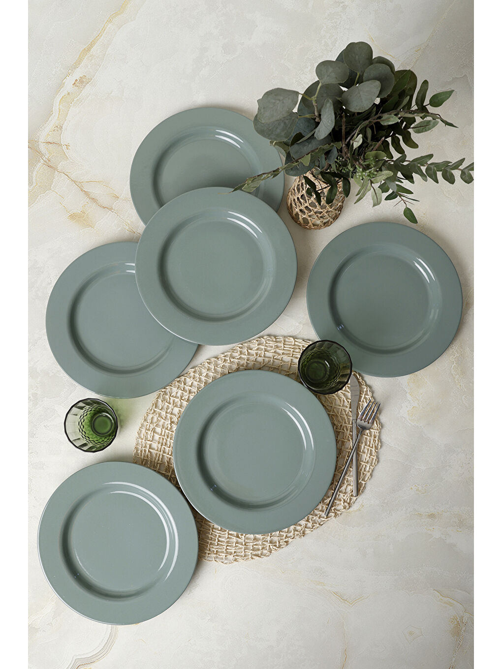 Yeşil Assos Servis Tabağı 28 Cm 6 Adet-2