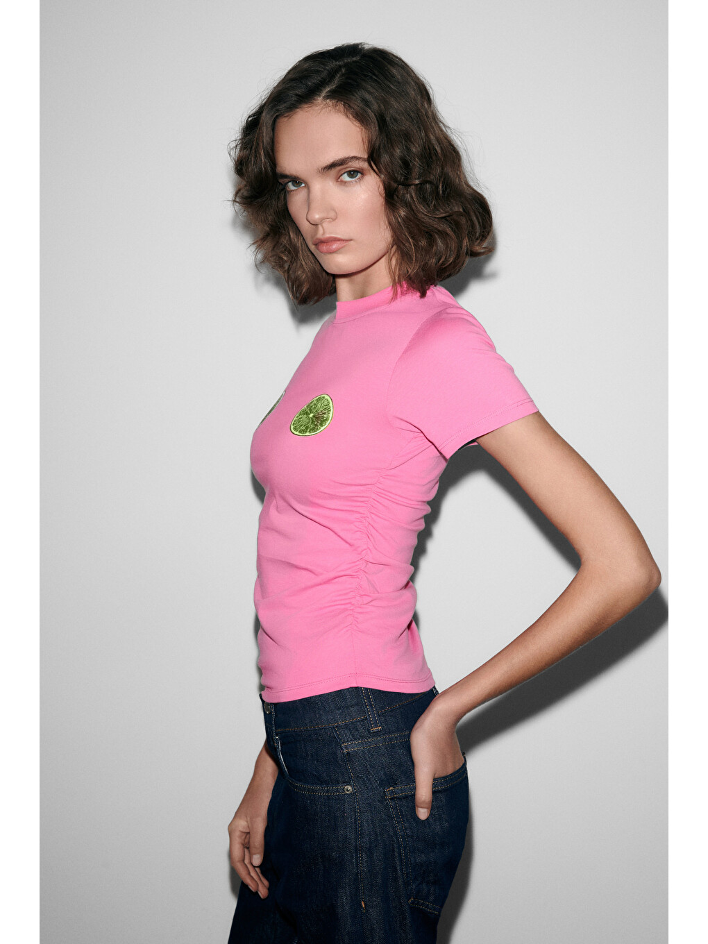 Vunıka Kadın Yumuşak Kumaşlı Baskı Detaylı Slim Fit Pembe T-shirt-4