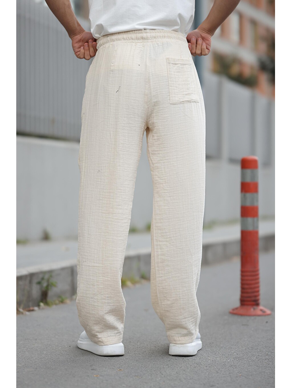 Bej %100 Pamuklu Rahat Kesim Erkek Pantolon E6562-2