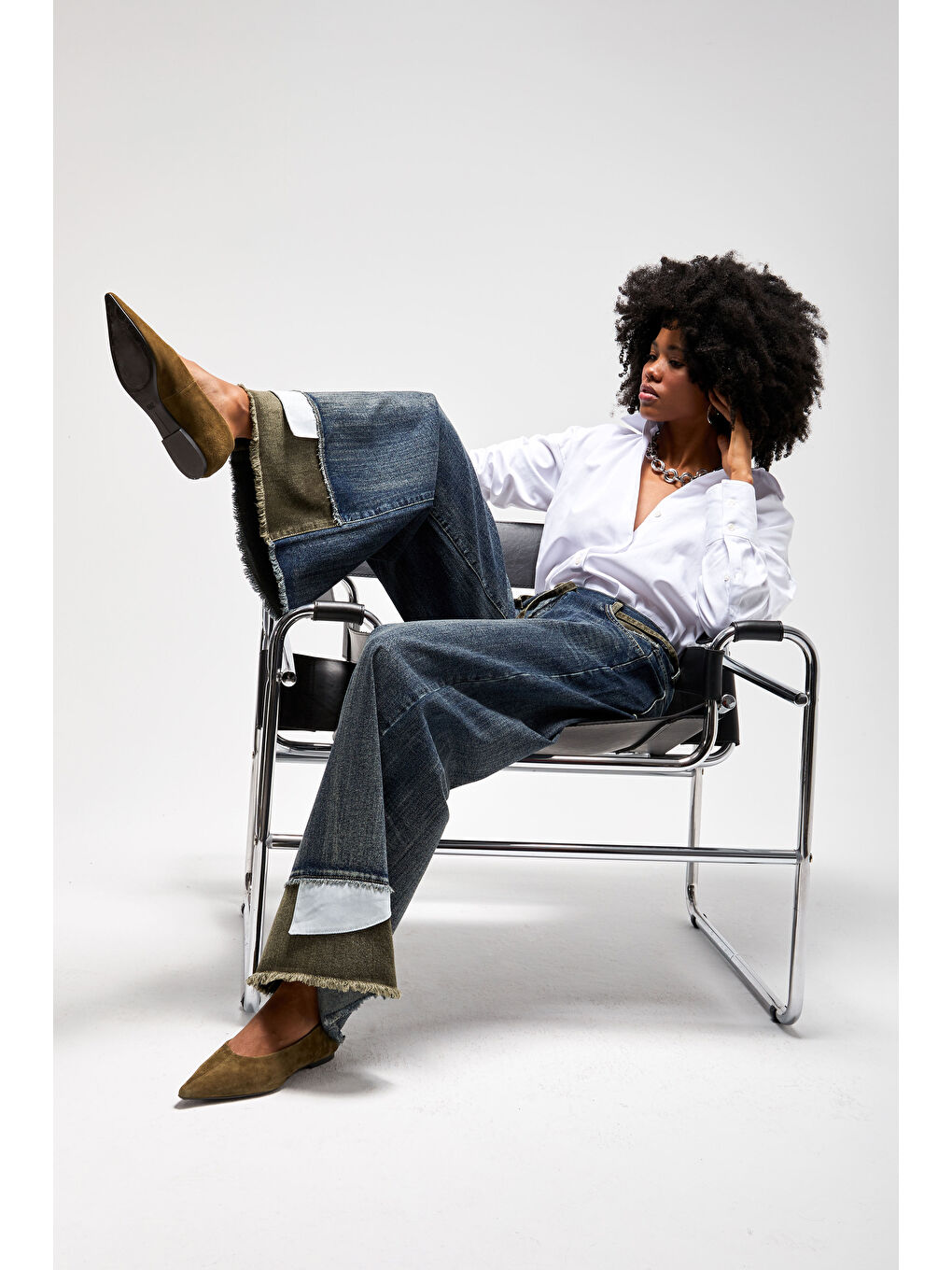 Mavi Kadın T.Kot Rengi 35w5-8 Palazzo Fit Paça ve Kemer Detaylı İç Boy 83cm Özel Tasarım Denim Jean-2