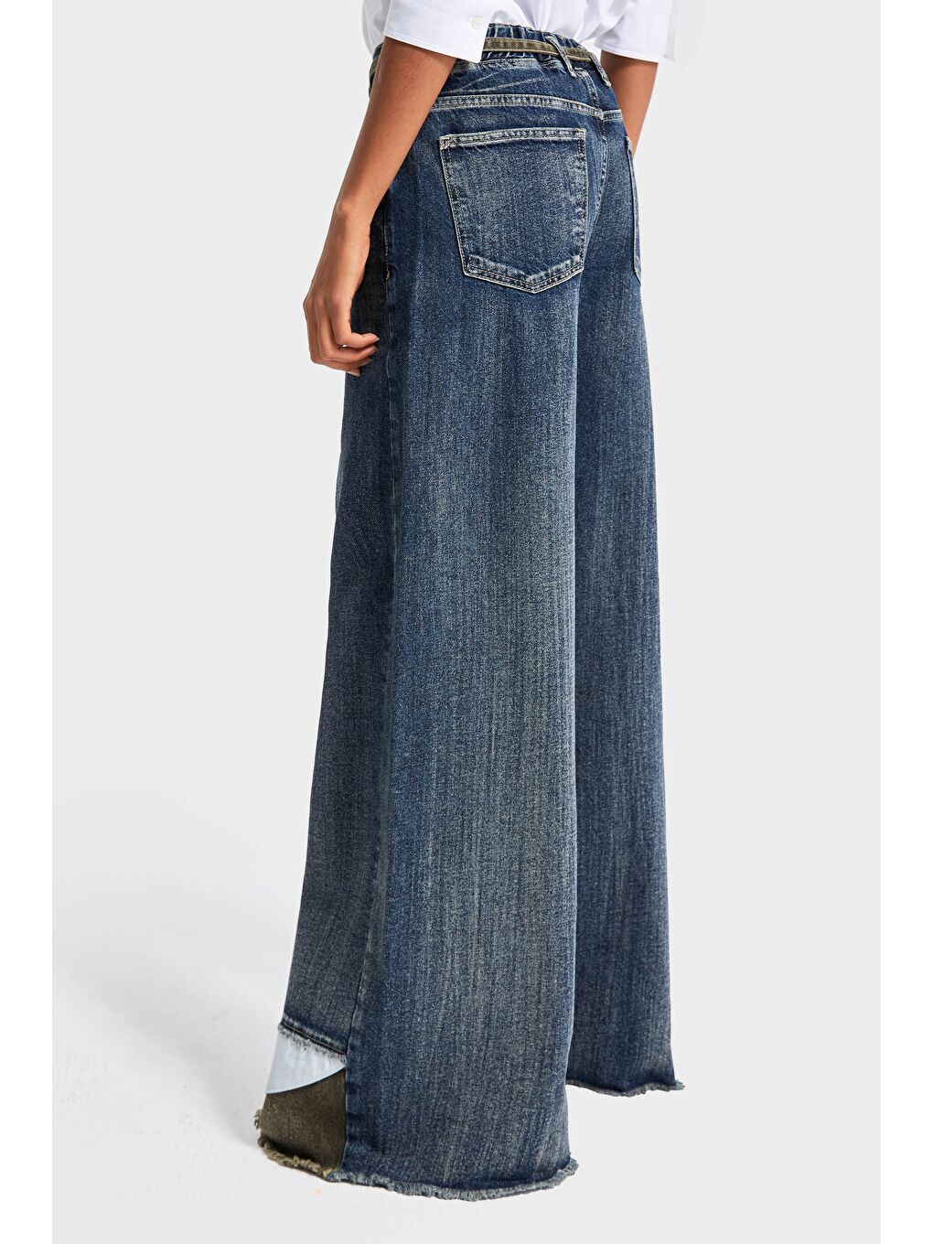 Mavi Kadın T.Kot Rengi 35w5-8 Palazzo Fit Paça ve Kemer Detaylı İç Boy 83cm Özel Tasarım Denim Jean-4
