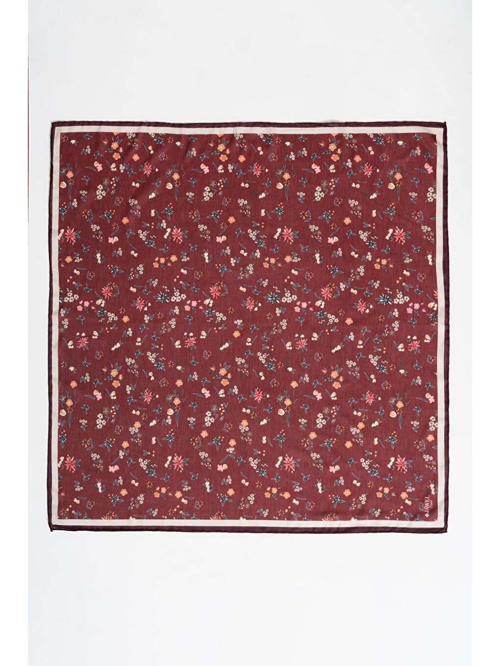 Bordo Kadın Digital Baskılı Çiçek Desen Soft Eşarp-1