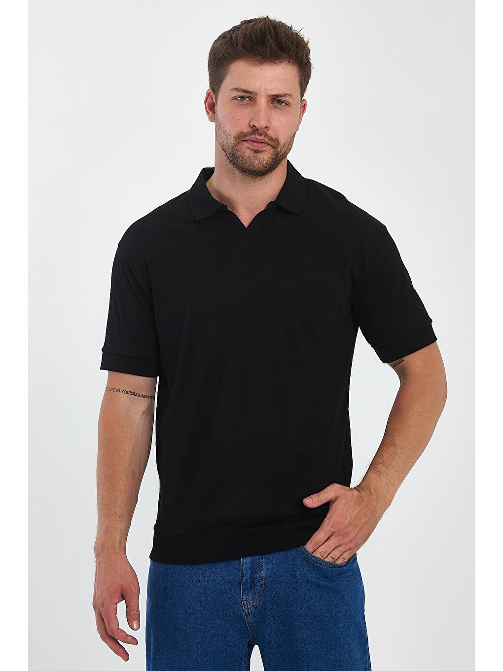 Siyah Polo Yaka Erkek Tişört 2778