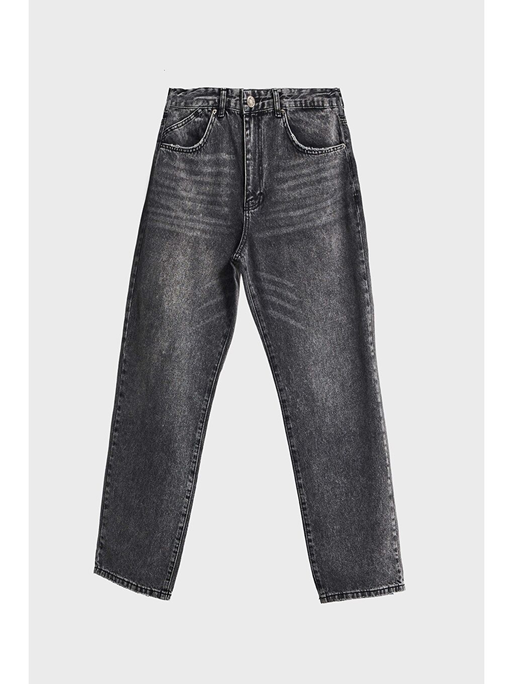 Gri Erkek Füme Renk 4w5-14 Loose Fit %100 Pamuk Denim Jean-2