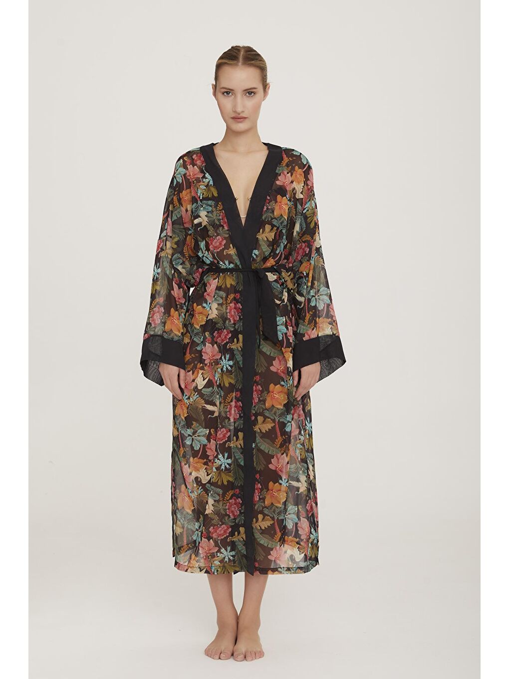 Üzerine Tek Pareo Kaftan Ramys 6087 Siyah