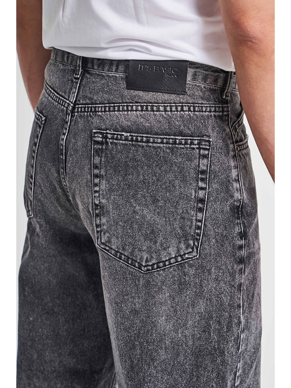 Gri Erkek Füme Renk 4w5-14 Loose Fit %100 Pamuk Denim Jean-3