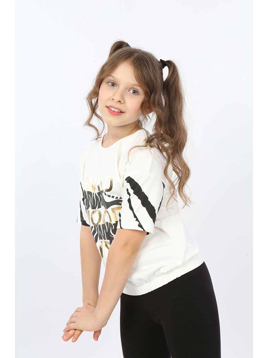 Ekru Kız Çocuk Wild Wood Girl Baskılı Tişört-3