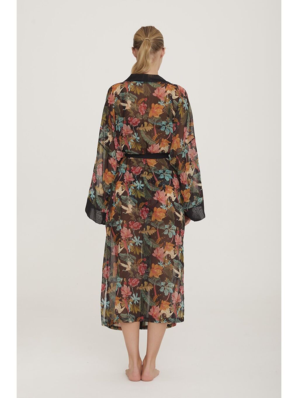 Üzerine Tek Pareo Kaftan Ramys 6087 Siyah-1