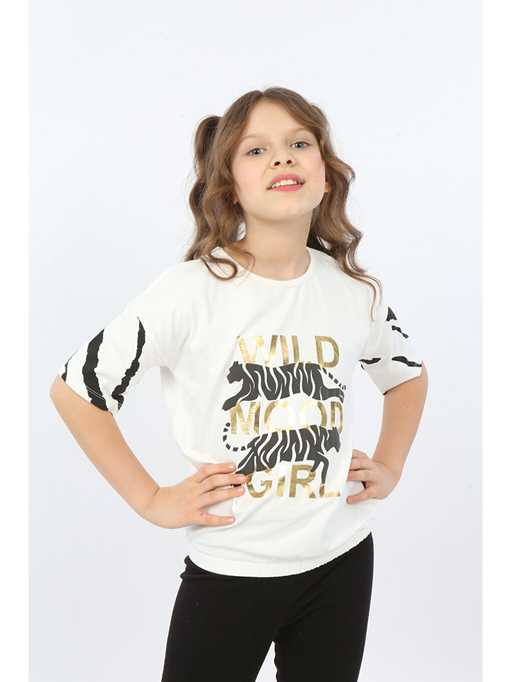 Ekru Kız Çocuk Wild Wood Girl Baskılı Tişört-4