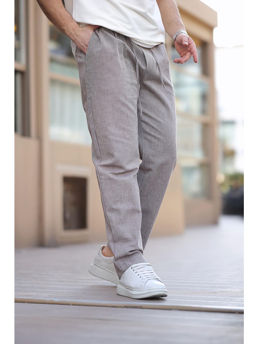 Kahverengi Acı Kahve %100 Pamuklu Rahat Kesim Erkek Pantolon E6565-1