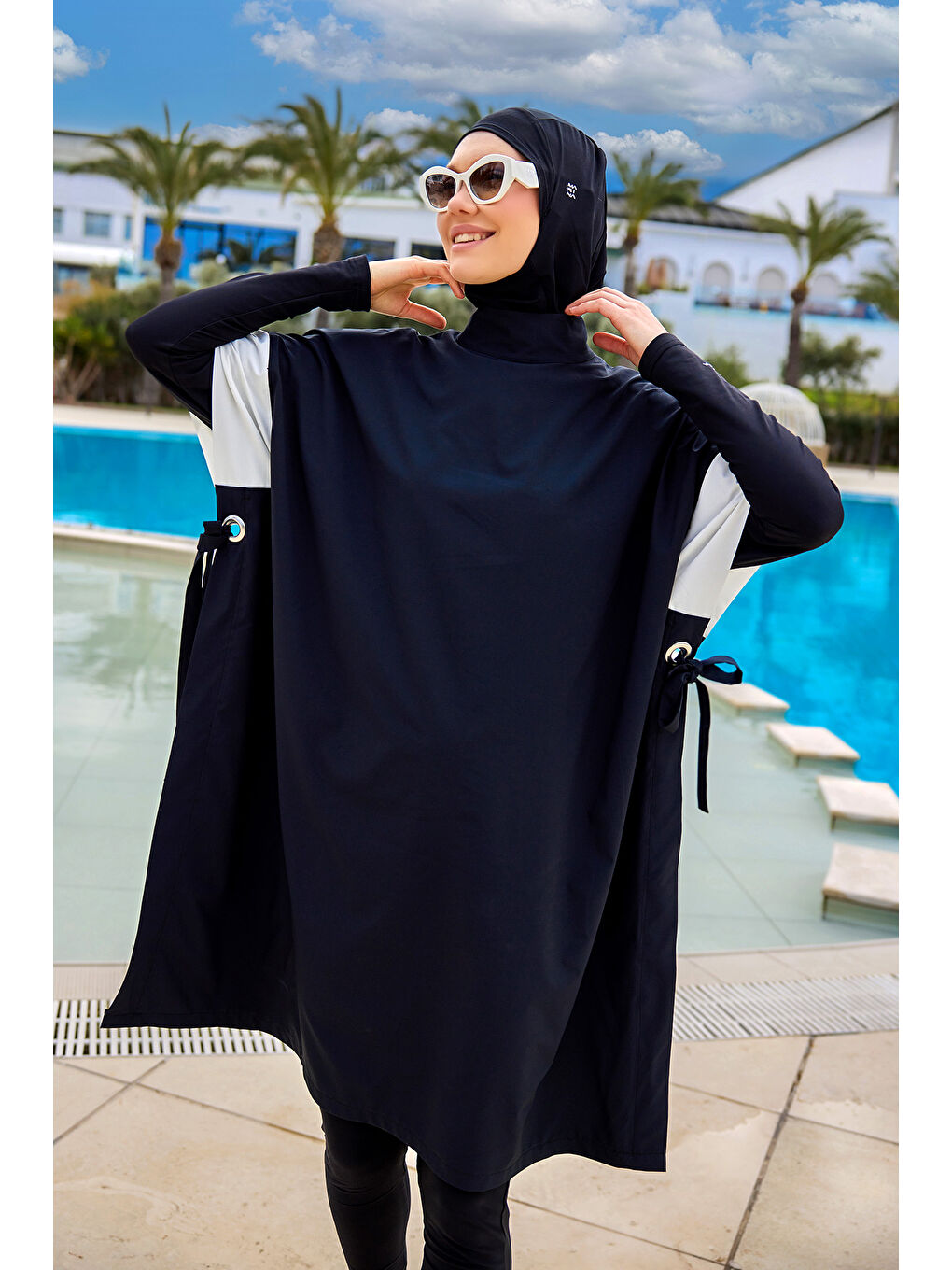 Elastanlı Siyah Tam Kapalı Tesettür Mayo 4 lü Set M2502-1