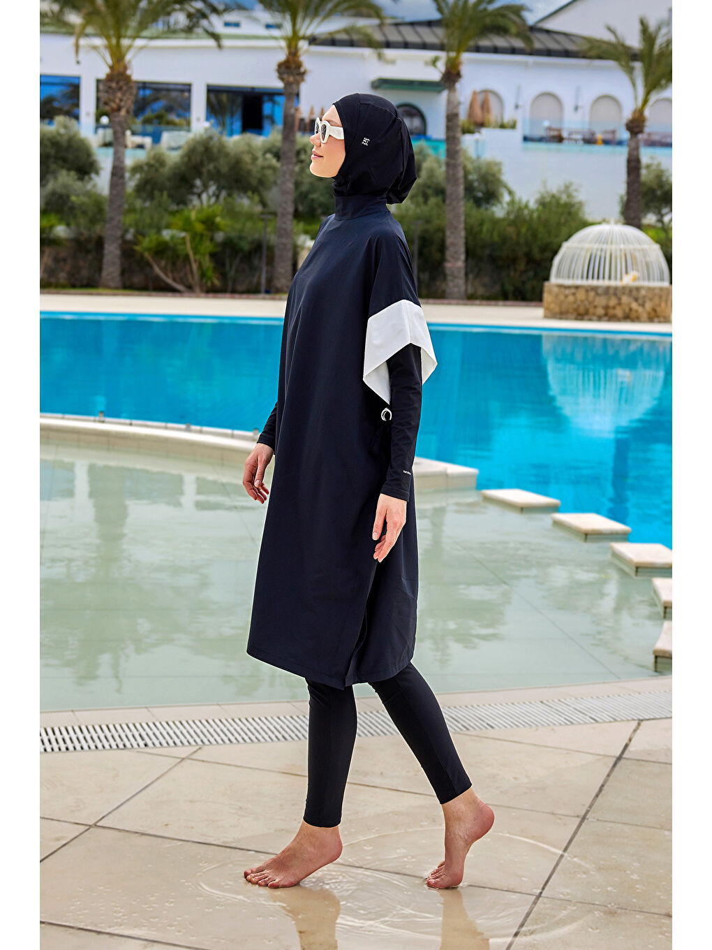 Elastanlı Siyah Tam Kapalı Tesettür Mayo 4 lü Set M2502-3