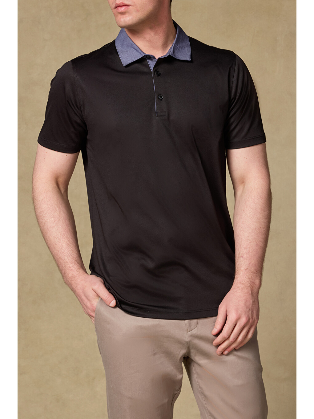 Bivo Merserize Pamuklu Modern Fit Siyah Polo Yaka Erkek Düz Polo Shirt