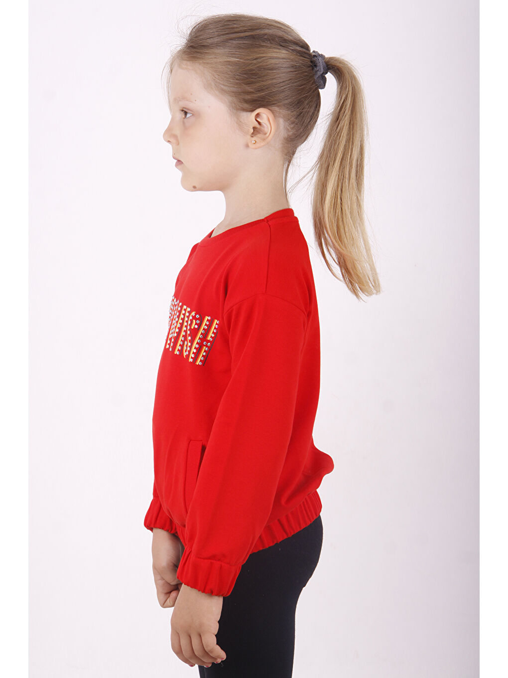 Kırmızı Kız Çocuk You Wish Baskılı Sweatshirt-1