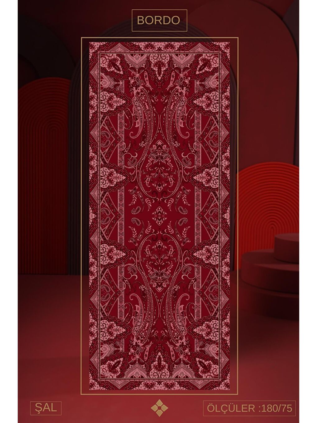 Bordo Kadın Teos Soft Şal-1