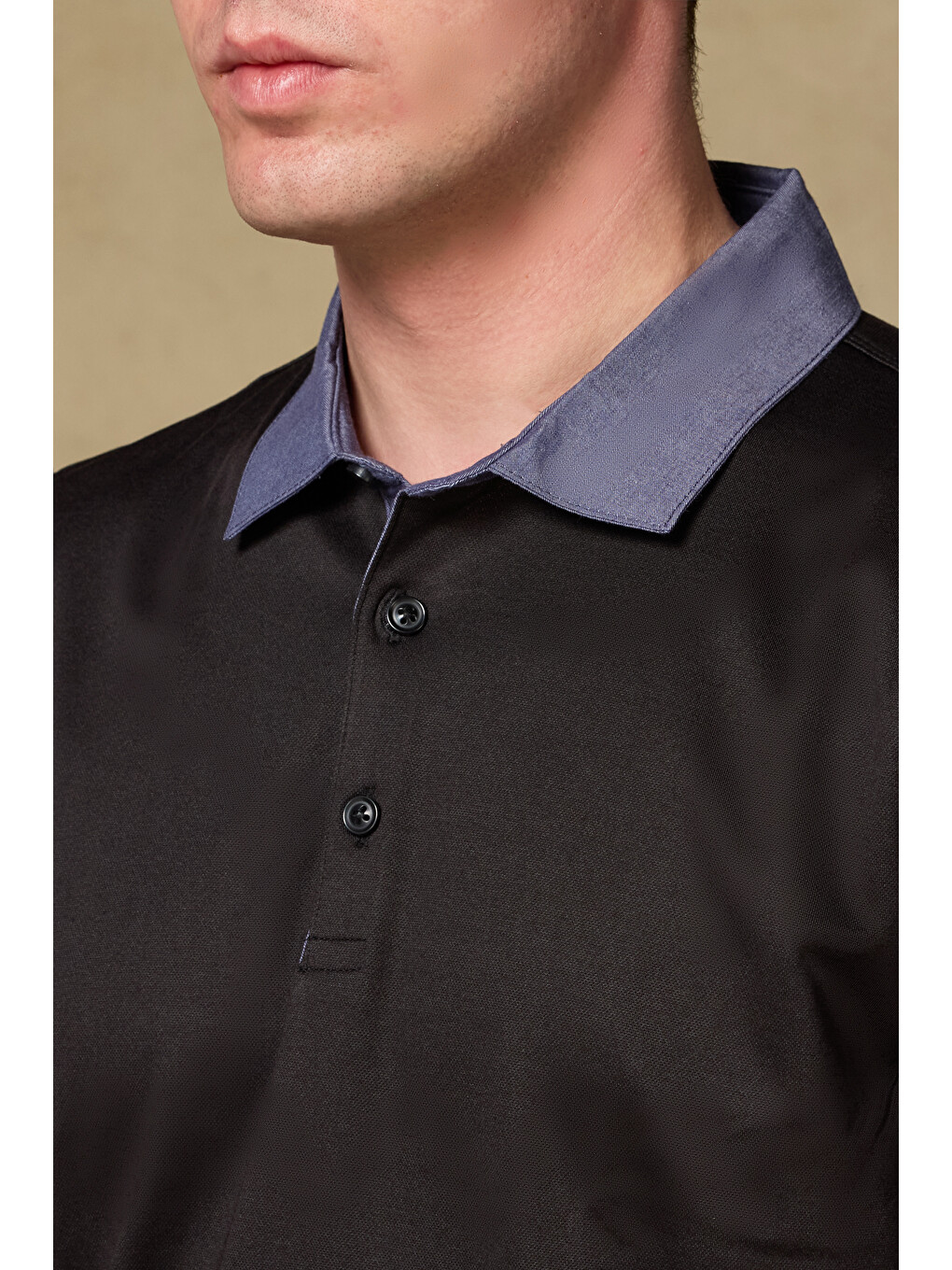 Bivo Merserize Pamuklu Modern Fit Siyah Polo Yaka Erkek Düz Polo Shirt-2