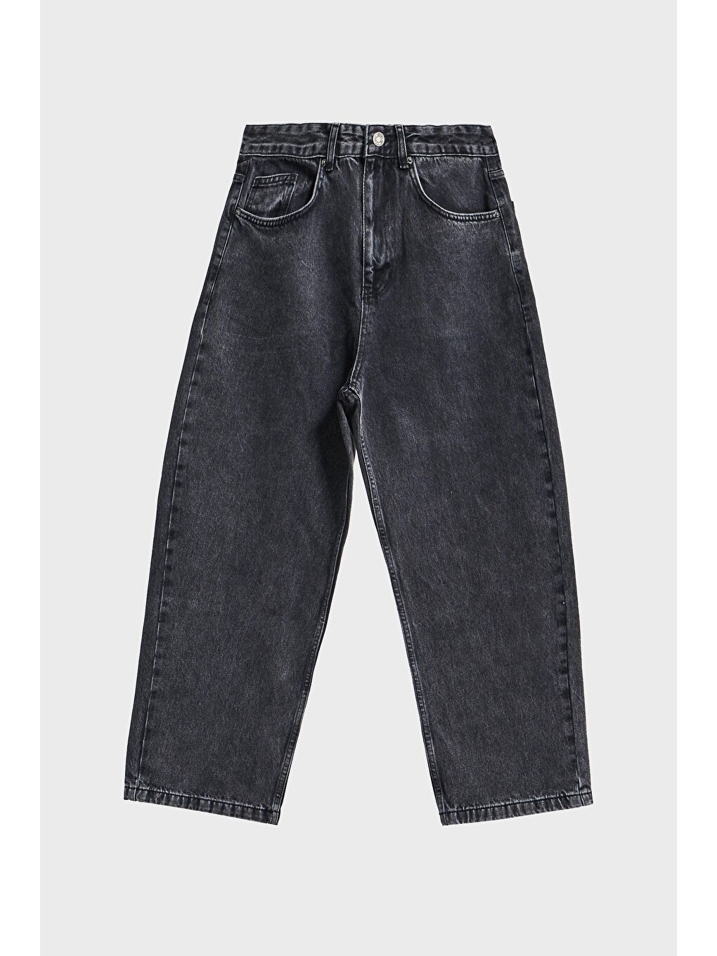 Gri Erkek Füme Renk 3w5-14 Loose Baggy Fit Bol Kesim Cep Nakış Detaylı Denim Jean-3