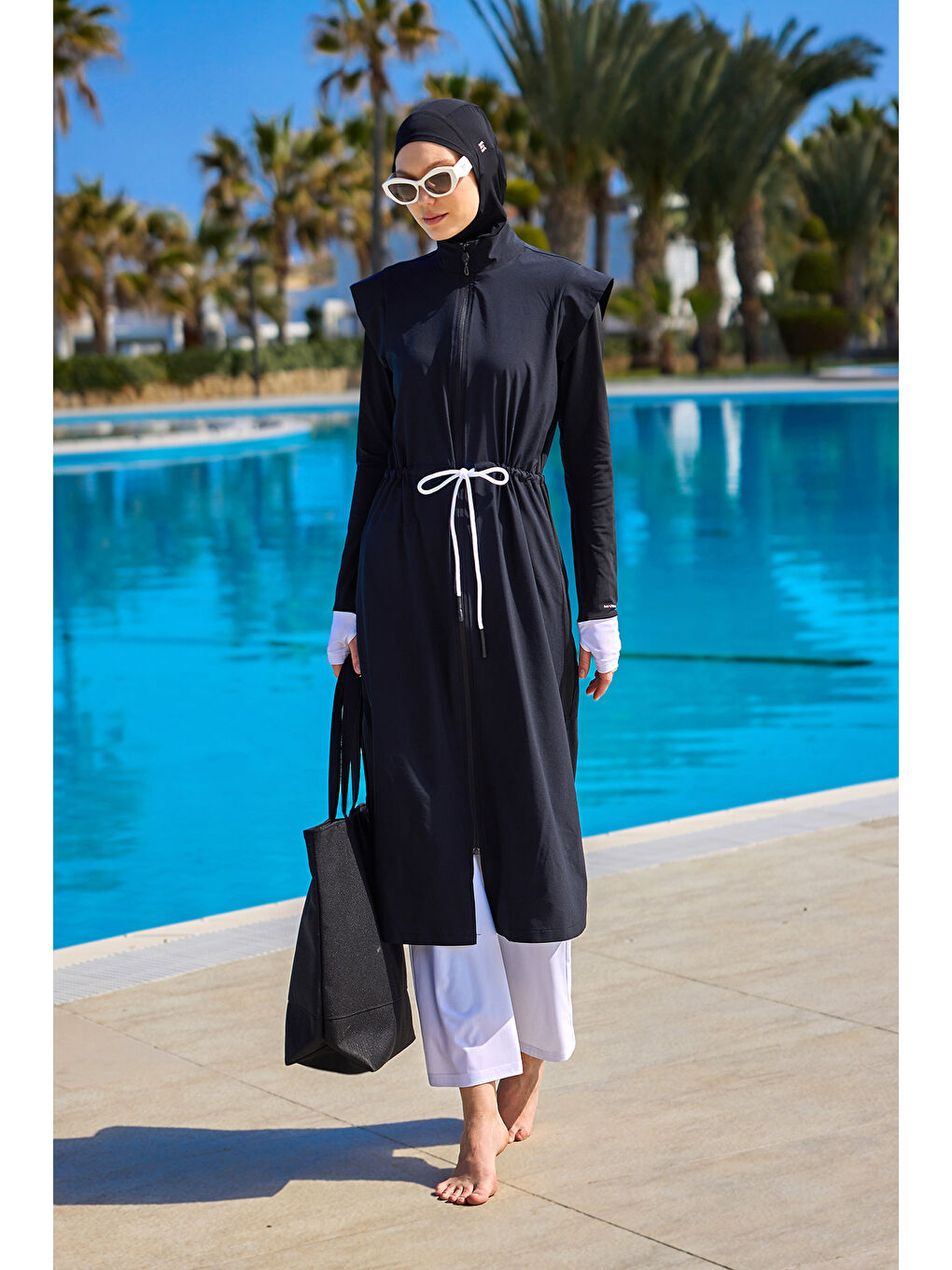 Elastanlı Siyah Tam Kapalı Tesettür Mayo 4 lü Set M2501 1-1