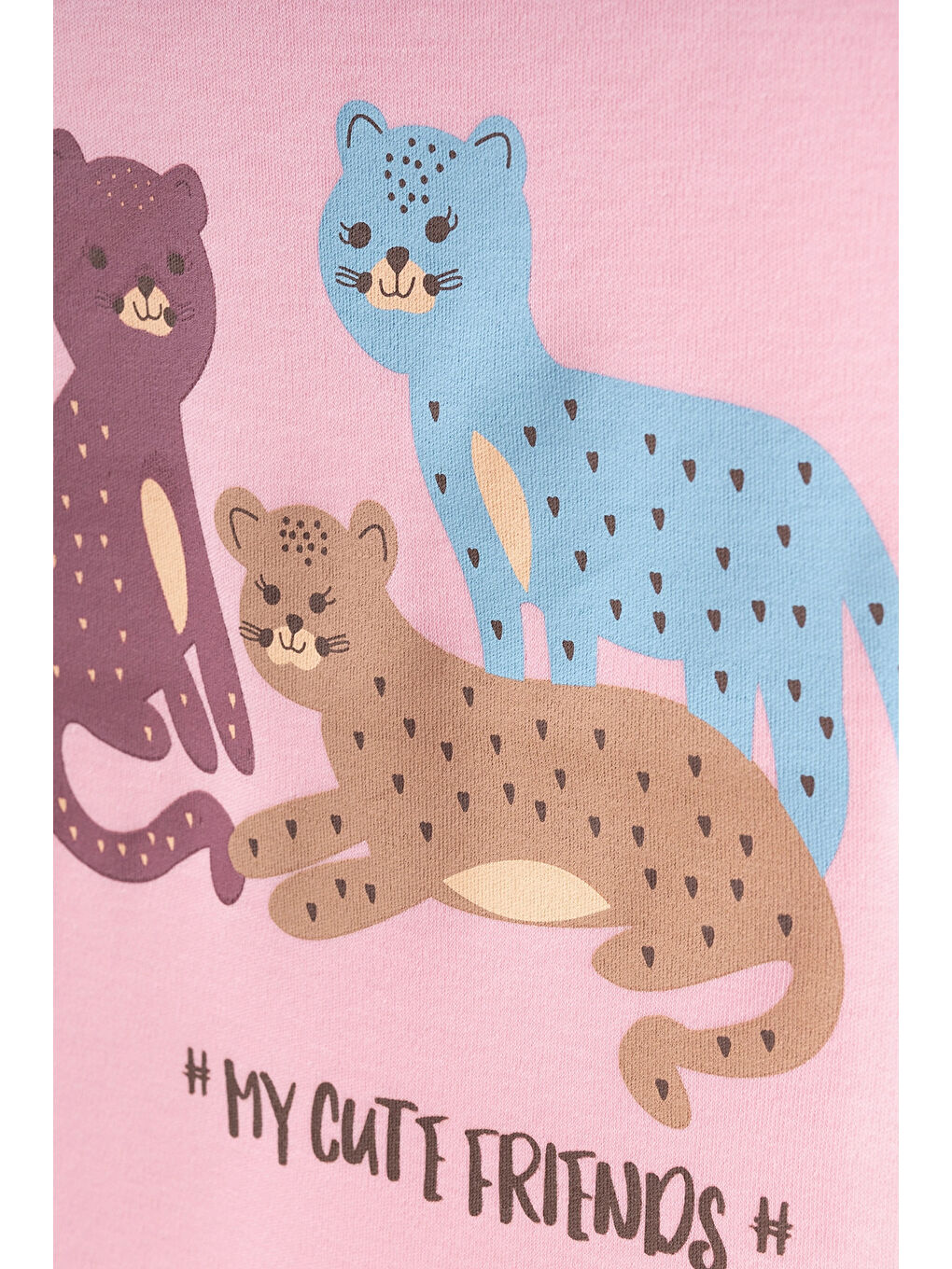 Pembe Kedi Desenli Uzun Kol Pijama Takımı 74167-1