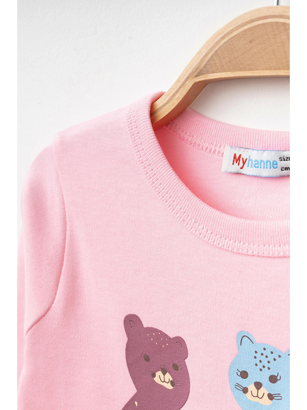 Pembe Kedi Desenli Uzun Kol Pijama Takımı 74167-2
