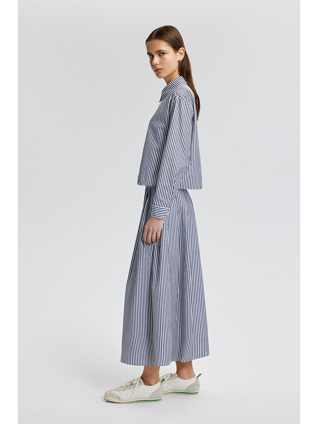 Lacivert Pileli Etek Gömlek Takım-2