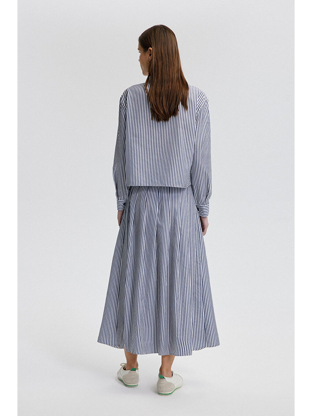 Lacivert Pileli Etek Gömlek Takım-3