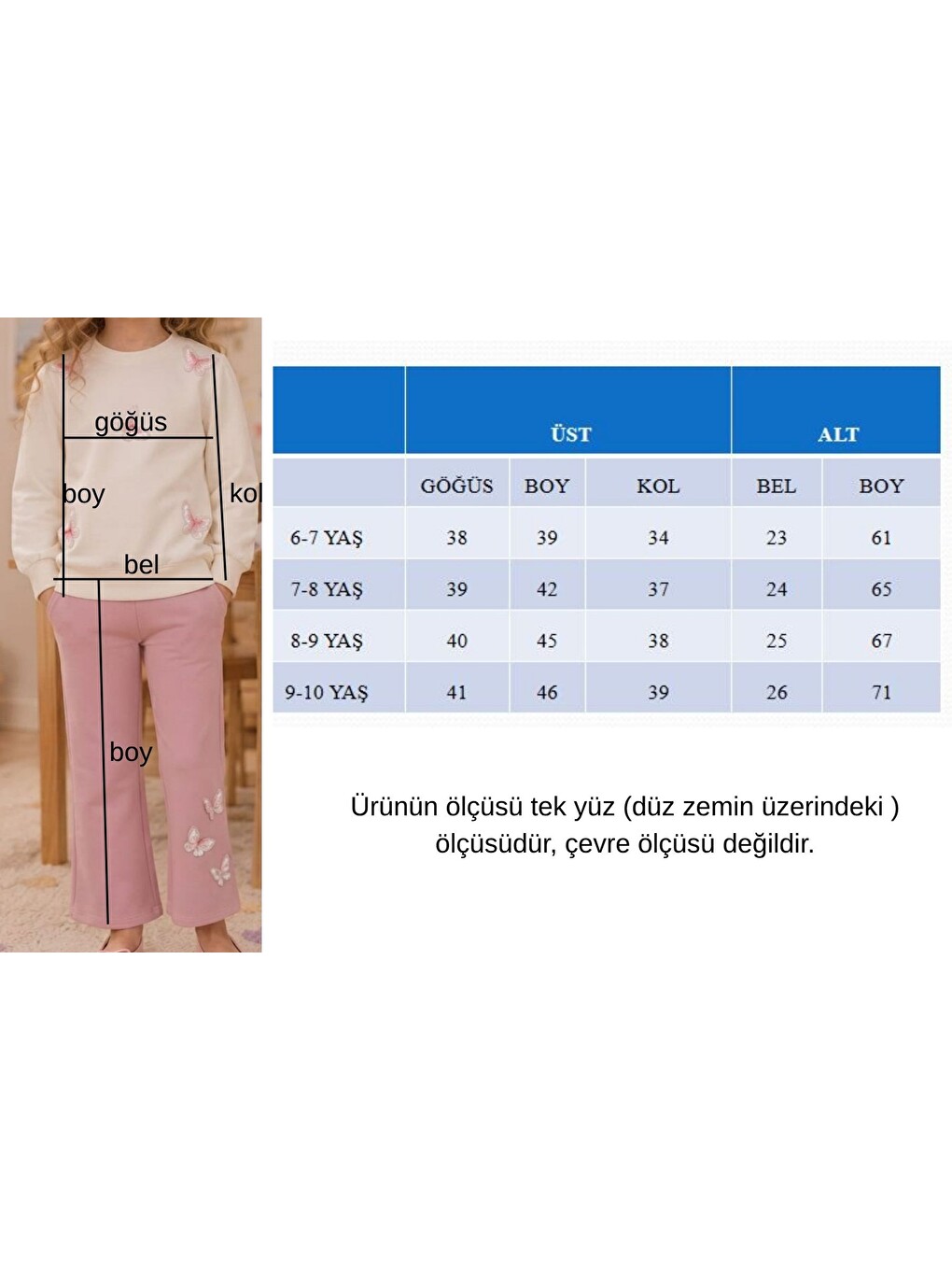 Ekru Kız Çocuk Kelebek Detaylı Alt Üst Takım Tkm1020-4