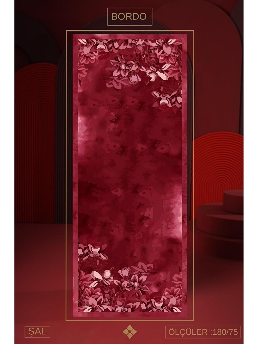 Bordo Kadın Imerion Soft Şal-1