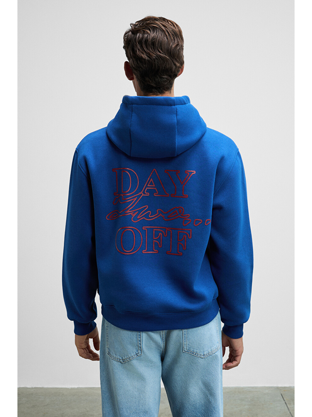 Blaıse Erkek Önü Ve Sırtı Baskılı Kapüşonlu Kordonlu Kanguru Cepli Regular Fit Mavi Sweatshirt-4