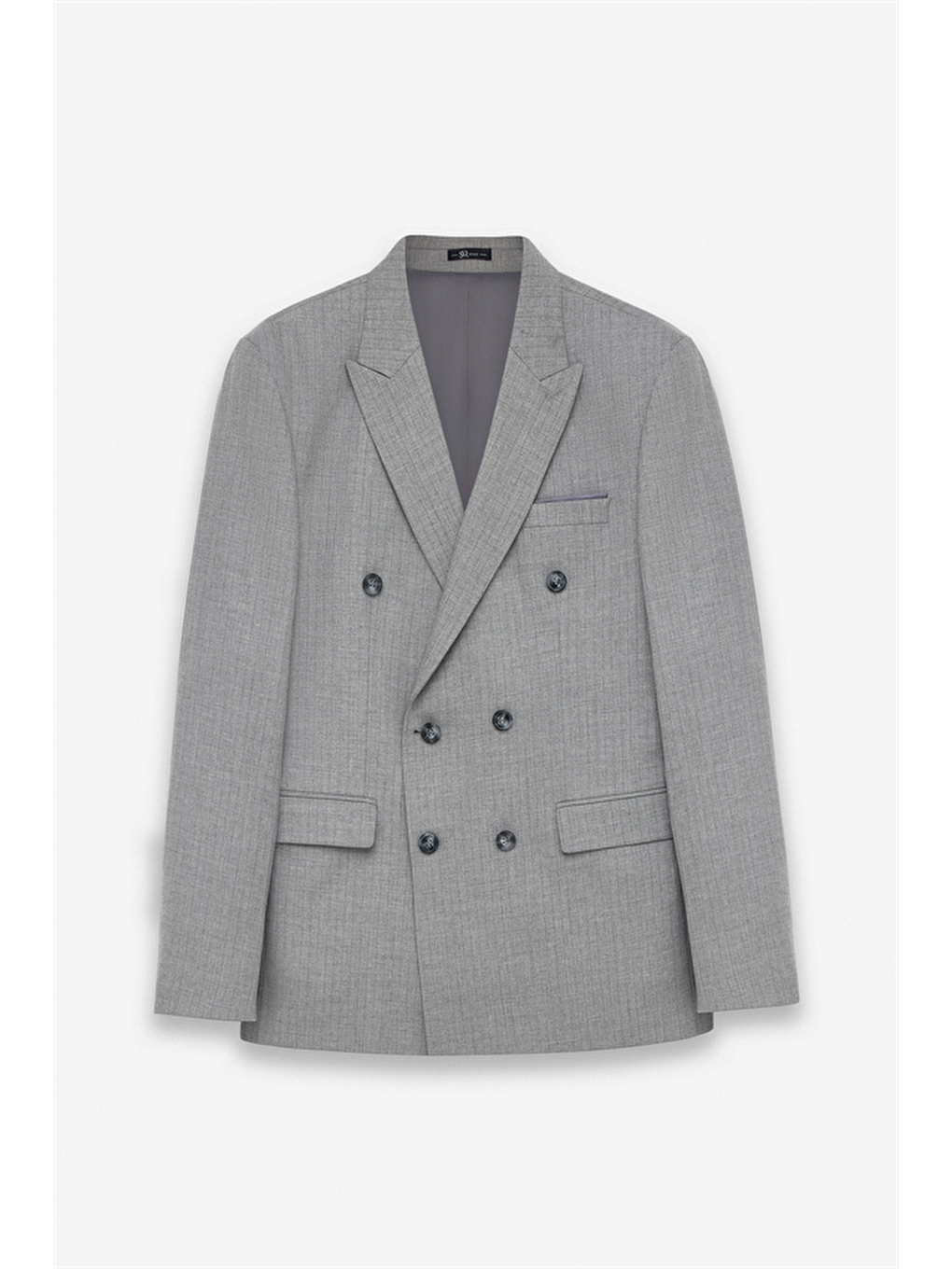 Gri Slim Kruvaze Yaka 6 Drop Takım Elbise-11