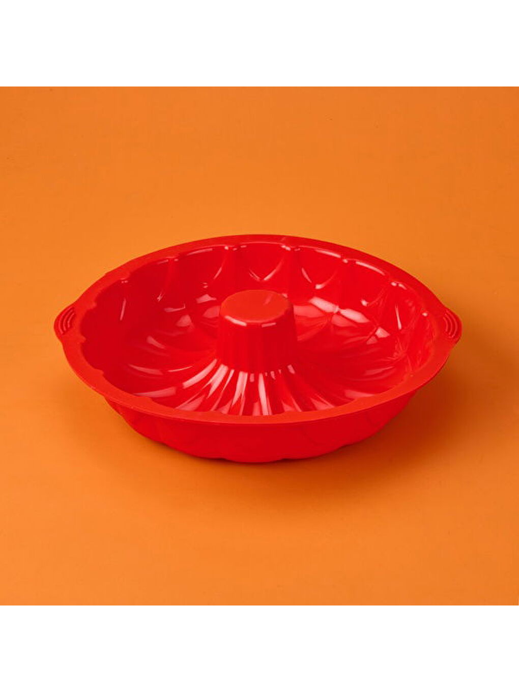 Klasik Silikon Büyük Kek Kalıbı - Kırmızı - 35 cm