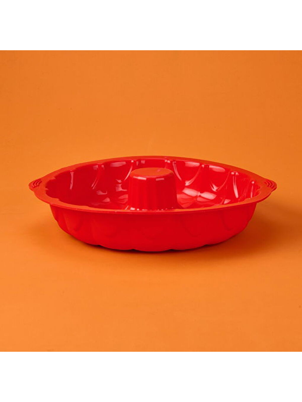 Klasik Silikon Büyük Kek Kalıbı - Kırmızı - 35 cm-2