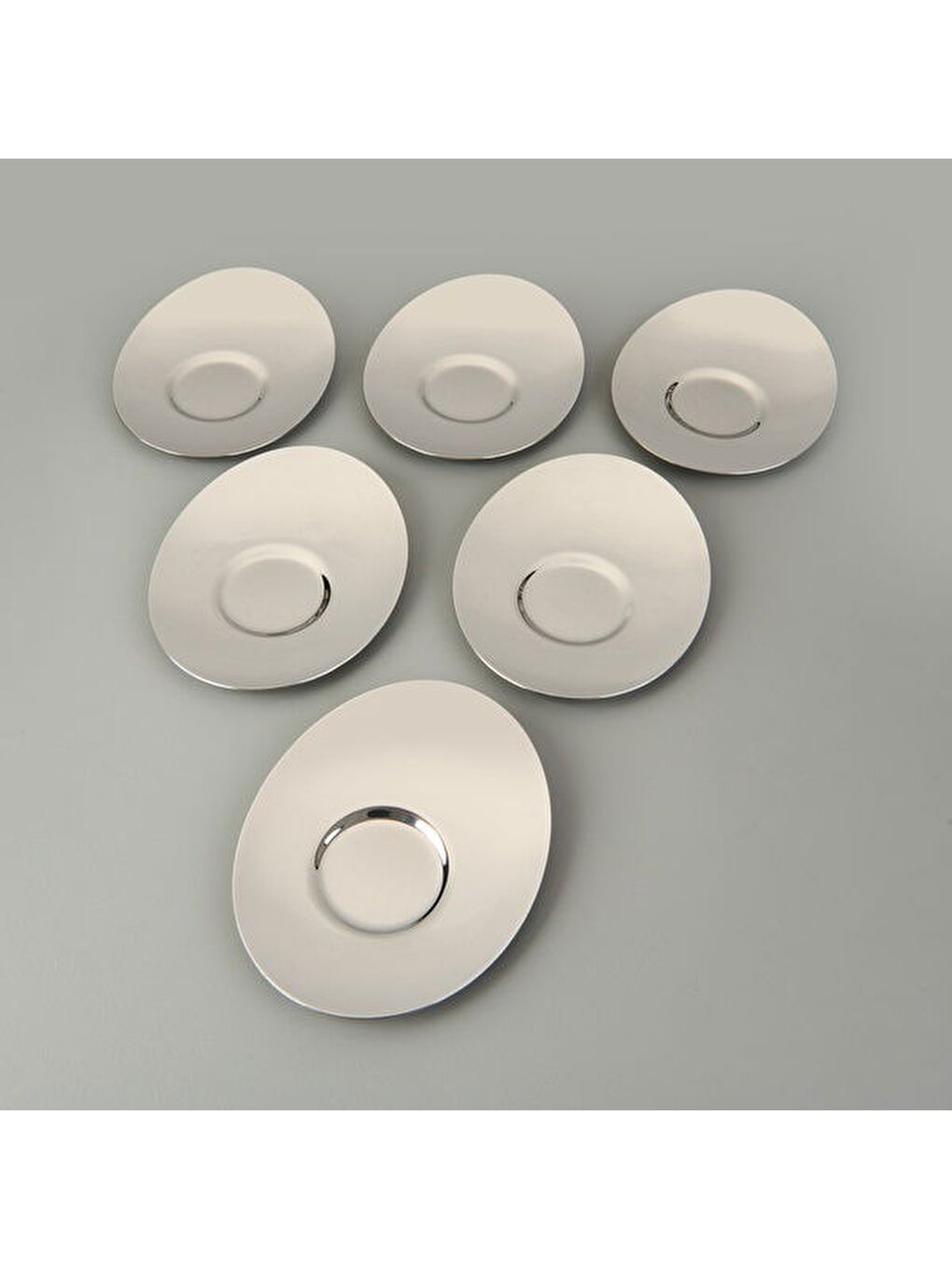 Gri Monaco 6 Parça Çay Tabağı Seti - Inox-2