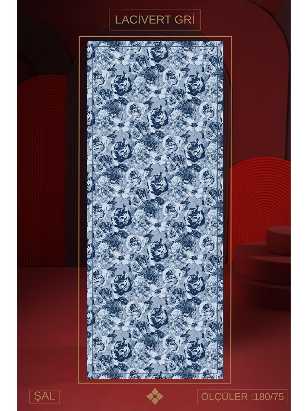 Lacivert Kadın Alaiye Soft Şal-1